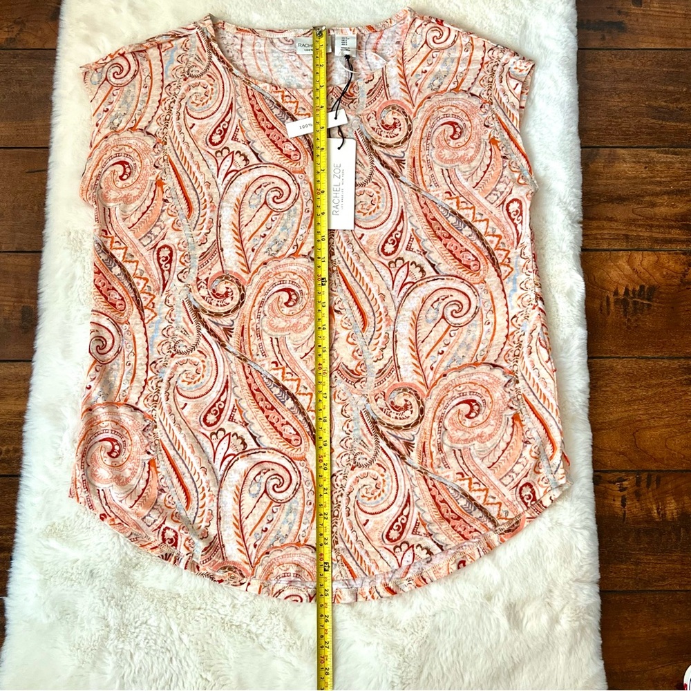 Rachel Zoe Linen To Love 100% Linen Paisley Print Size Small NWT - Picture 12 of 13